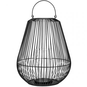 blomus Farol 65758, Cristal Transparente/Acero, Negro, Altura 61,5 cm, diámetro 50,5 cm