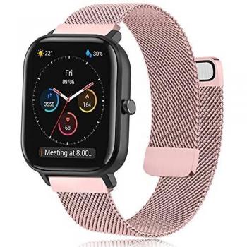 DEOU Correa Compatible con Amazfit Bip Amazfit GTS Amazfit GTS 2,Metal de Acero Inoxidable Pulseras de Repuesto para Xiaomi Huami Amazfit Bip Lite Youth/Amazfit GTR 42mm Watch