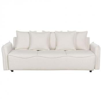 Sofá Cama Moderno Convertible Krama Blanco con Almacenamiento, Cojines Adicionales y Fundas Extraíbles