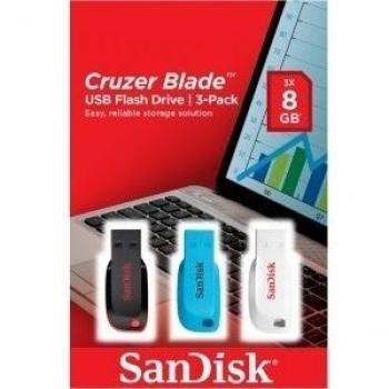 Sandisk Cruzer Blade, 8GB 8GB USB 2.0 Negro, Azul, Color blanco unidad flash USB - Memoria USB
