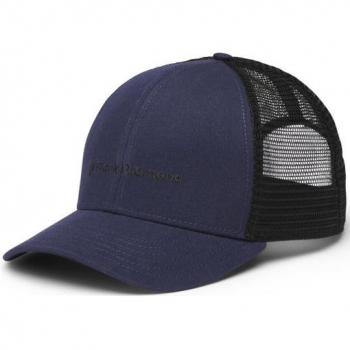 Gorra Trucker Black Diamond Azul con diseño clásico, ajuste ajustable, malla trasera para ventilación y logo de la marca en el frente