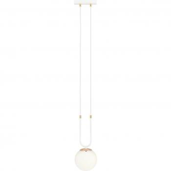 Lámpara colgante Glam EMIBIG LIGHTING, blanco/opalino, 1 luz, metal y cristal blanco, dimensiones h: 115 x l: 15 cm