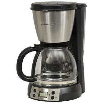 Cafetera de filtro programable Kitchen Chef KSMD250T, 900 W, 15 tazas, acero inoxidable y negro