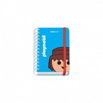 Agenda Escolar Dohe Playmobil Core A6 - Día Página - Papel 80g/m2 - Cubierta de Cartón Plastificado - Cierre con Goma Elástica - Color Azul