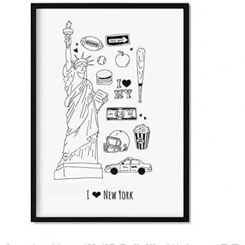 Lámina Decorativa de Nueva York - Póster A3 de Monumentos y Ciudades del Mundo para Decoración de Interiores