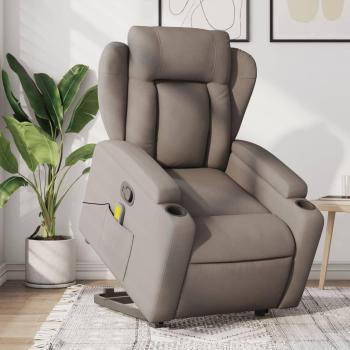Sillón de masaje reclinable elevable de tela en gris claro, gris oscuro y negro - vidaXL