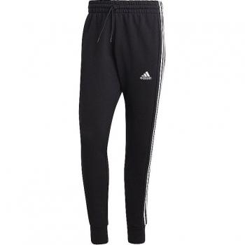 Adidas Men's Essentials French Terry Tapered Cuff Joggers 3-Stripes Black Size L