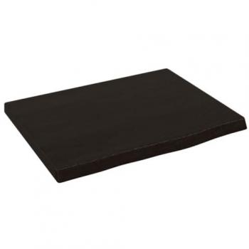 Estante de Pared de Madera Roble Sólido Tratado Marrón Oscuro 40x30x2 cm