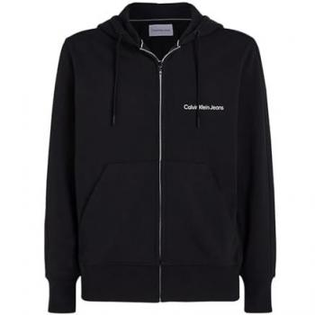 Calvin Klein Institutional Zip-Through Hoodie Sweatshirt for Men, Black, Regular Fit, Size XXL