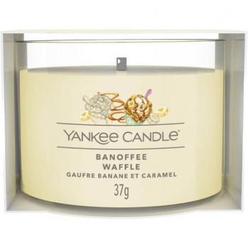 Yankee Candle Banoffee Waffle - Vela Votiva Mini 37 g, aroma de plátano y caramelo, duración aproximada de 15 horas, cera de alta calidad, fragancia auténtica y envolvente