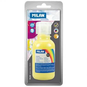 Milan Botella de Tempera 125 ml - Tapon Dosificador - Secado Rapido - Mezclable - Color Amarillo Limon