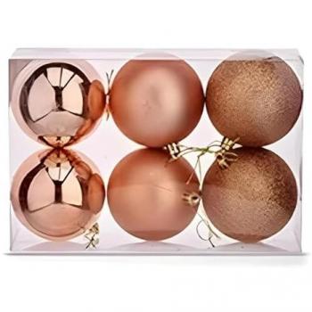 Set de 24 Bolas de Navidad Cobre Plástico 8 x 9 x 8 cm