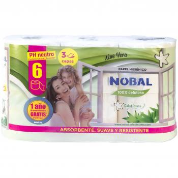 Nobal Aloe Vera Papel Higiénico 3 capas, 6 rollos