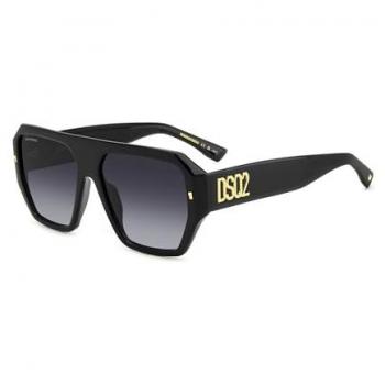 Dsquared2 D2 0128/S Stylish Black Square Sunglasses for Men, Acetate Frame, Size 58 MM