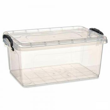 Caja de Almacenaje Transparente con Tapa Plástico 8,5 L 23,5 x 15,5 x 37 cm (12 Unidades) Multicolor