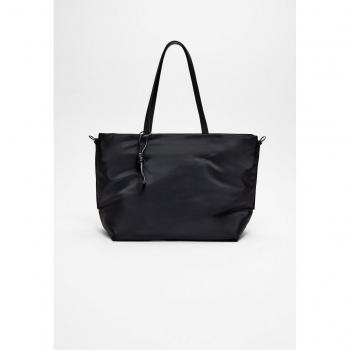Stradivarius Basic Black Fabric Tote Bag OS
