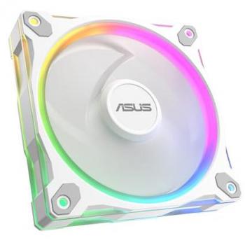 ASUS Prime MR120 ARGB White 120mm PWM Fan with 20 RGB LEDs, 1600 RPM Speed, and 58 CFM Airflow