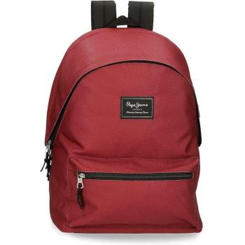 Mochila Pepe Jeans Aris Evergreen porta ordenador dos compartimentos rojo oscuro