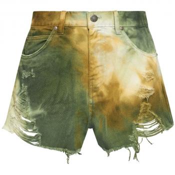 Pinko Green Cotton Military Denim Shorts - W25