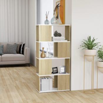 Estantería divisor de espacios vidaXL blanco y Sonoma 60x24x124,5 cm