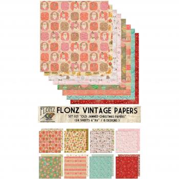 Paper Pack (24sh 6x6) Jammed Papers Christmas FLONZ Vintage Paper for Scrapbooking and Craft