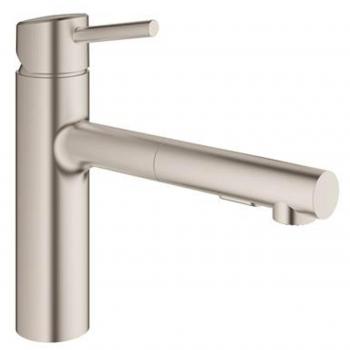 Grohe Concetto Super Steel Single-Handle Pull-Out Kitchen Faucet with Dual Spray
