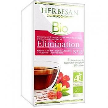 HERBESAN INFUSION HIBISCUS ELIMINATION BIO Hibiscus, Thé vert, Bouleau, Chiendent - 20 sachets