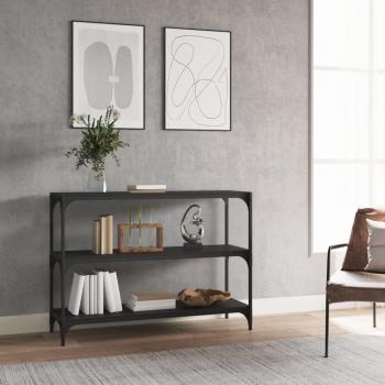 Armario para libros negro de madera multicapa y acero, dimensiones 100x33x70,5 cm