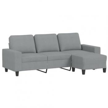 Sofá de 3 plazas con reposapiés 180cm Tela Gris claro