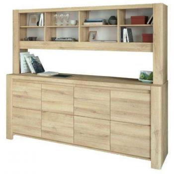 Aparador de Melamina en Madera Claro 197x167x43 cm, modelo City, color Roble Kronberg