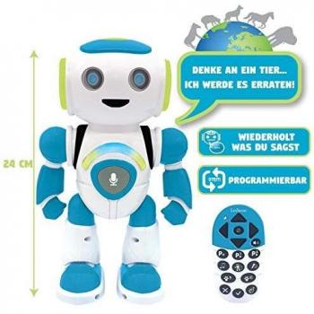 Robot de Aprendizaje Powerman Jr. Inteligente para Niños - Juega, Baila, Musica y Cuestionario de Animales - Programable y Control Remoto - Verde/Azul