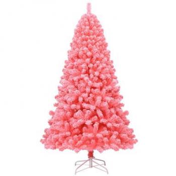 7.5-Foot Pink Artificial Fir Christmas Tree with Metal Stand