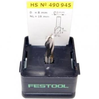 Festool 490945 - Fresa helicoidal HS para ranura, vástago 8 mm HS Spi S8 D8/19