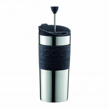 Bodum Travel mug con émbolo y Tapa Extra, Acero Inoxidable, Negro, Centimeters