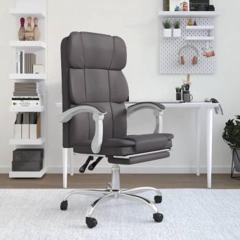 Reclining Gray Faux Leather Office Chair