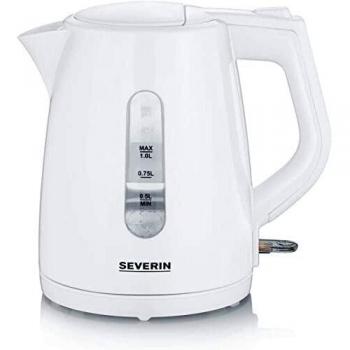 SEVERIN WK 3411 Hervidor de Agua, 2.200 W, 1.0 L aprox., Base 360° con Sistema Inalámbrico, Blanco