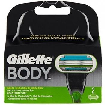 Gillette Body Cuchillas de Afeitar Corporales Hombre, Body cargador 2 recambios