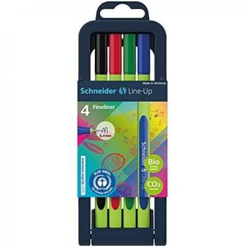 Schneider Line-Up Fineliner Set - 0.4mm, Assorted Colors, 4 Pack
