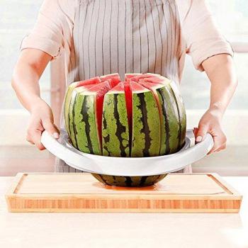 Cortador de Sandía Melón Rebanadora de Frutas Melón Cortadora de Fruta de Acero Inoxidable 12 Pétalos 37cm x 27cm x 7cm