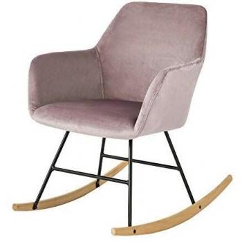 Mecedora Sillón Silla de Relax Tejido de Terciopelo Rosa Claro Alto de Asiento 42 cm FST68-P