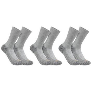 Carhartt Calcetines Crew Force Midweight para Hombre, 3 Pares, Caña Media, Tejido de Grosor Medio, Color Gris Marengo, Talla L