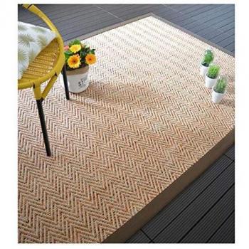Alfombra Interior/Exterior Java Chevron Natural Trenzada Marrón 160 x 230 cm