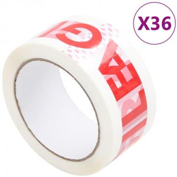 vidaXL Packaging Tape 36 pcs FRAGILE Printed White 48 mm x 66 m