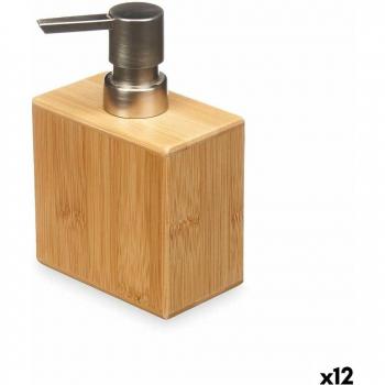 Dispensador de Jabón Plateado de Bambú y Plástico 9,7 x 15 x 5,8 cm (12 Unidades)