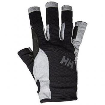 Helly Hansen Sailing Short Gloves Guantes de Cuero Puntas Recortadas, para Vela, navegación Costera, Interior y oceánica, Unisex Adulto, Negro