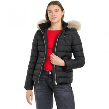 Tommy Jeans Women's Basic Hooded Down Puffer Jacket - Black - Size M