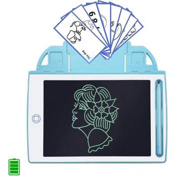 DAM Tableta de dibujo y escritura LCD portátil de 8,4 pulgadas con bloqueo de borrado, batería recargable e incluye tarjetas de aprendizaje; medidas: 23x0x20 cm