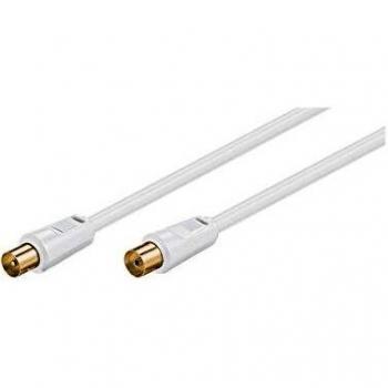 Cable coaxial de antena Goobay 5m, 100% blindado, con conectores dorados, 80dB, blanco