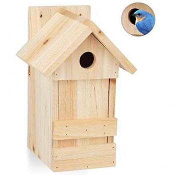 Casita para pájaros colgante de madera natural, abertura ø 2,8 cm, 25 x 16 x 14 cm