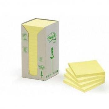 Bloc de notas adhesivas recicladas en torre post-it 76 x 76 mm 16 blocs 654